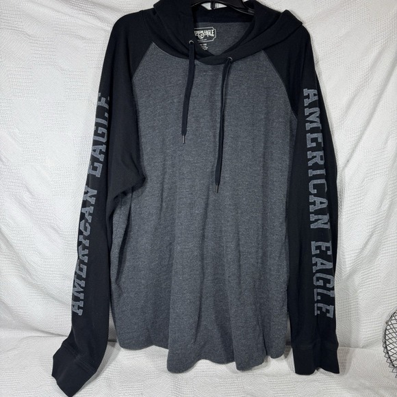 American Eagle Hoodie Mens Size XXL Pullover Hoodie  Gray Sweater Soft Thermal - Picture 1 of 7